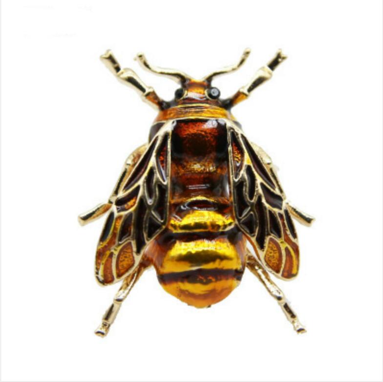 Cute Enamel Bee Brooches For Women Men Gold-Color Fly Insect Brooch Pins Scarf Dress Lapel Pin