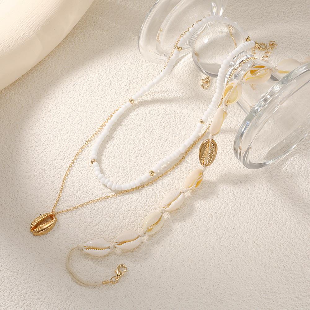 iF ME 3pcs/set Bohemian Shell Necklace for Women Vintage Pendant Beads Necklaces Chain Accessories Jewelry