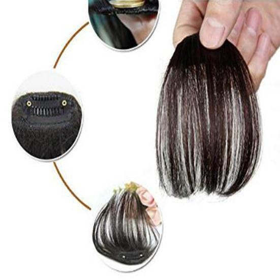 Ladies Thin Clip On Air Bang Wig Hair Front Fringe Extension Hairpiece
