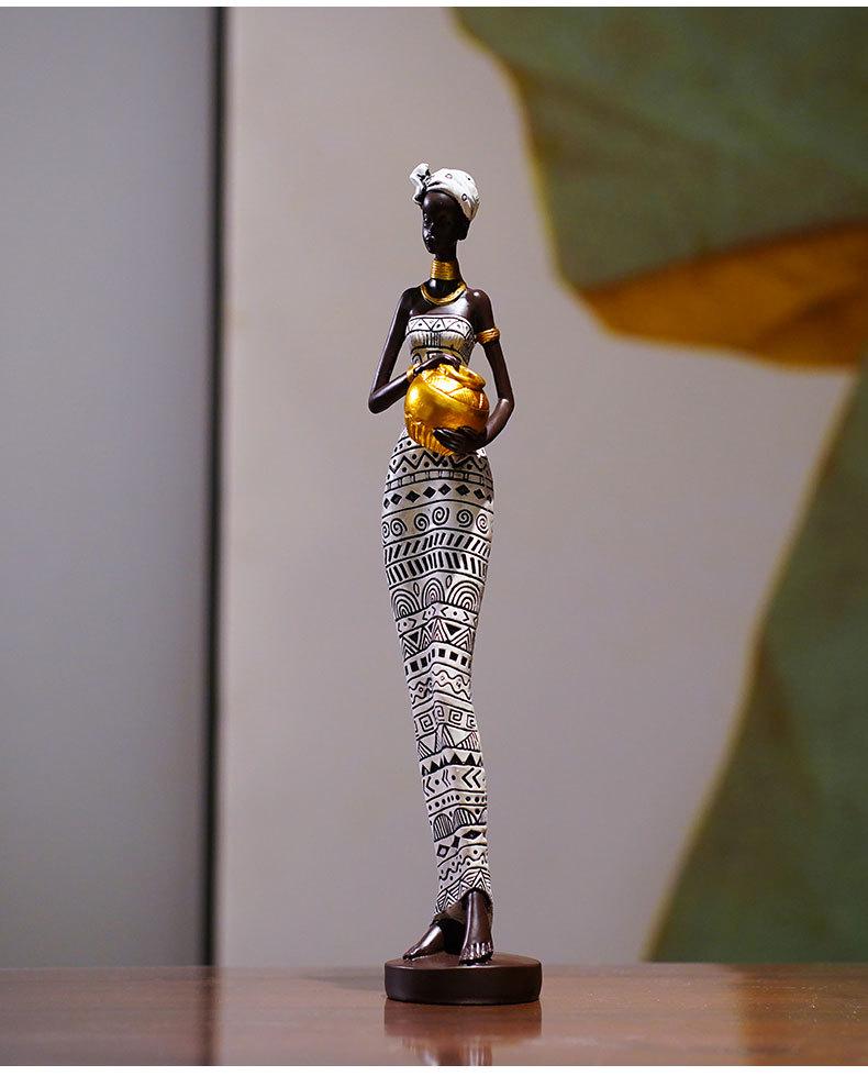 African Black Art Resin Figurine: Creative Home Decor for Living Room, Entrance Hall, or Wine Cabinet TV Stand