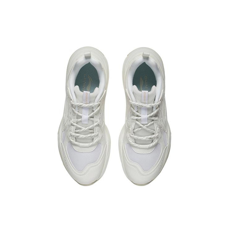 Li Ning Comfortable Cushioning Slip Resistant Abrasion Resistant Breathable Low top Casual Shoes Women's White AGCR478-4