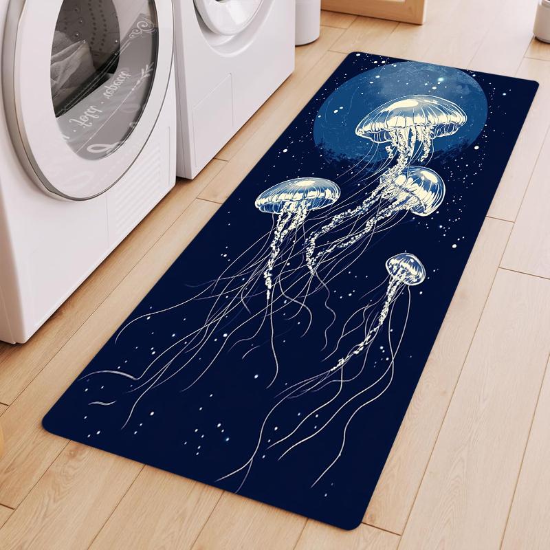 

Starry Jellyfish Long Runner Rug Collection Non Slip Wear Resistant Soft Washable Hallway Kitchen Laundry Room Decor Rug 40X120CM