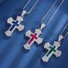 Jewelry Copper Bottom Gold-Plated Popular Simulation Colored Treasure Cross Temperament Pendant Main 5 * 5