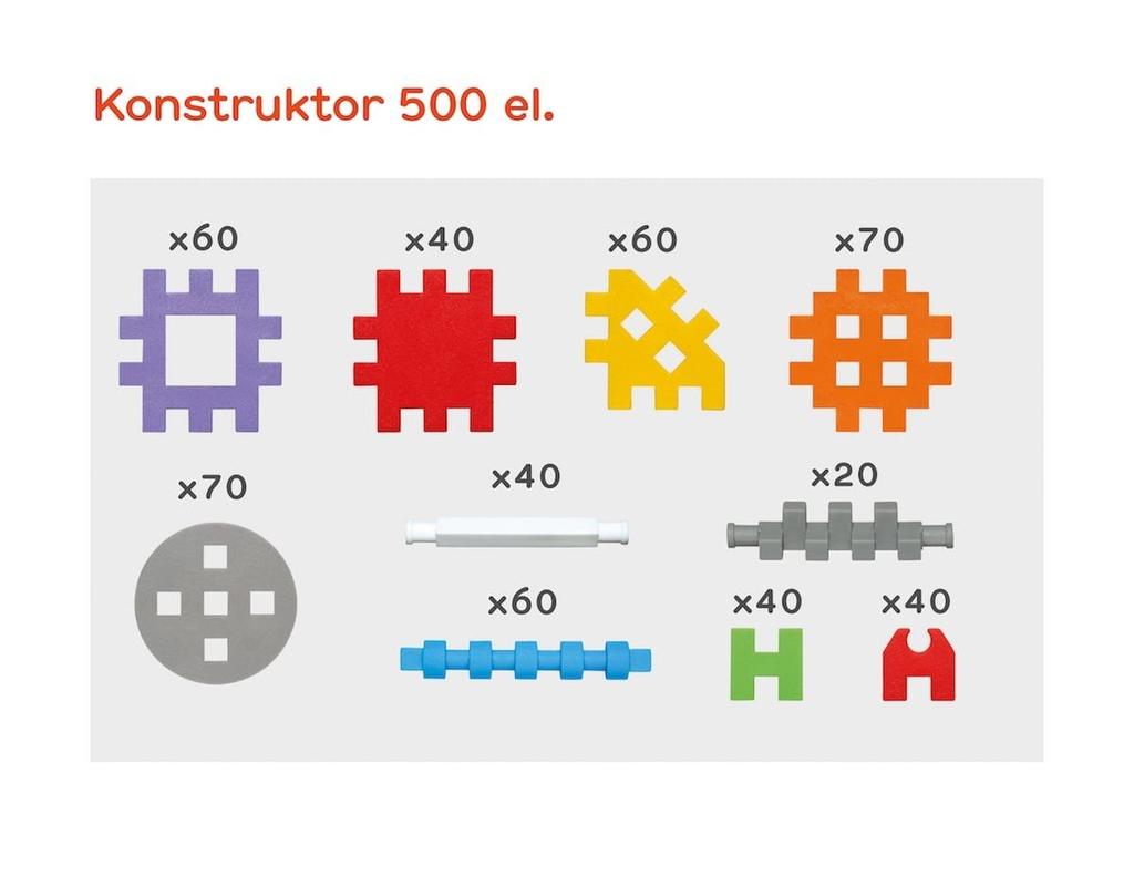 Klocki Edukacyjne Marioinex Mini Waffle Wafle Konstruktor 500 Elementów Dla 4-Latka Wspierające M...