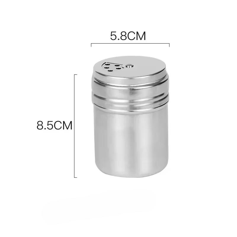 Stainless Steel Seasoning Jar Salt Sugar Shaker with Rotating Cover Condiment Spice Pepper Powder Bottle Container Kitchen Tool