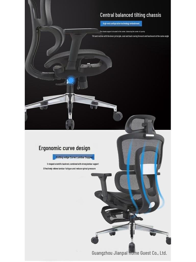 Ergonomischer Bürostuhl & Gaming-Stuhl mit hoher Rückenlehne und verstellbarer Rückenlehne für Nagelstudios