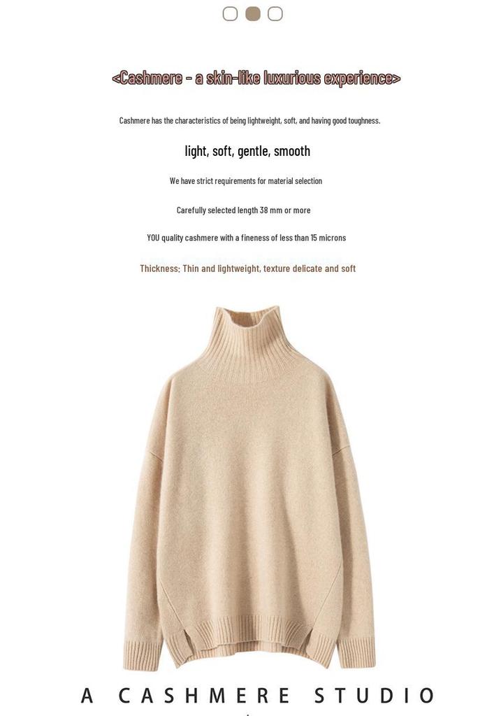 Cashmere Women's High Neck Loose Knit Sweater - Autumn Winter Edition