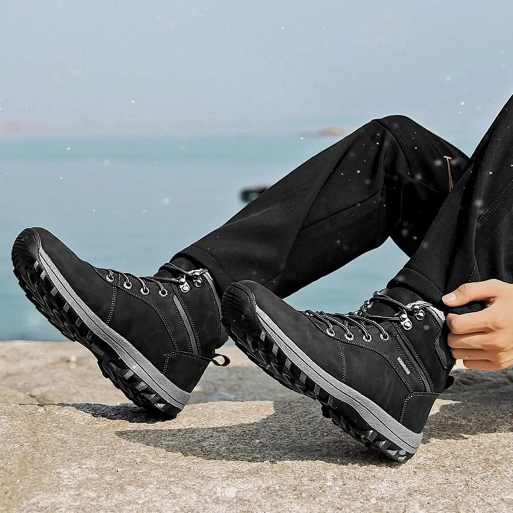 Men's Snow Boots Winter Outdoor Hiking Shoes PU Leather  Warm Waterproof Non-Slip Cotton Shoes hiking  trekking  zapatos