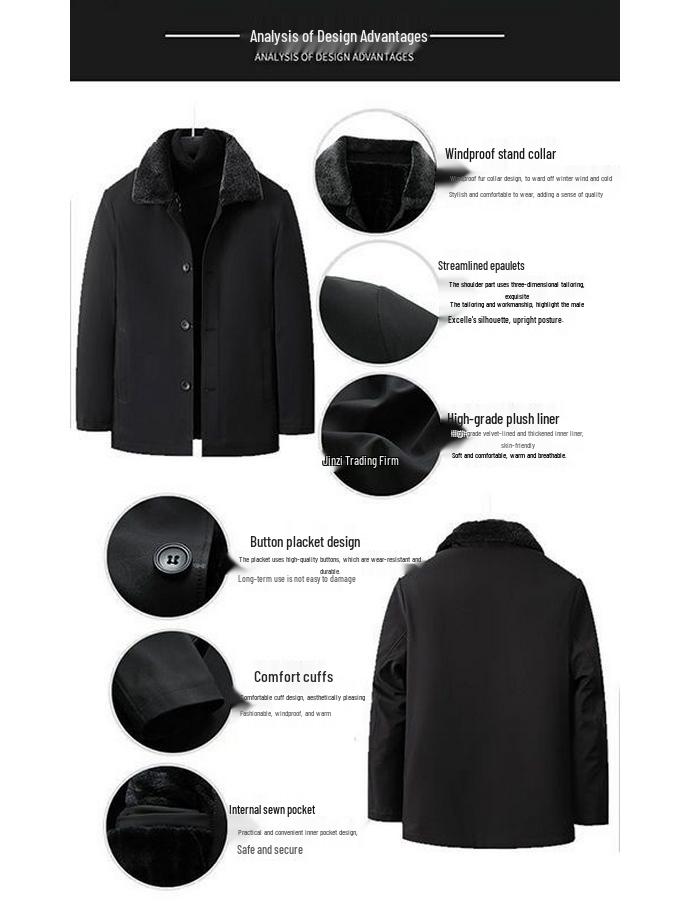 Men's Winter Cotton-Padded Jacket: Fleece-Lined, Thickened, Ideal for Middle-Aged & Elderly
