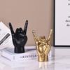 QIANLING 7.7" Gold Resin Rock On Hand Gesture Statue - Rock Culture Music Lovers' Decorative Tabletop Sculpture for Bookshelf, Desk & Mantel Decor in