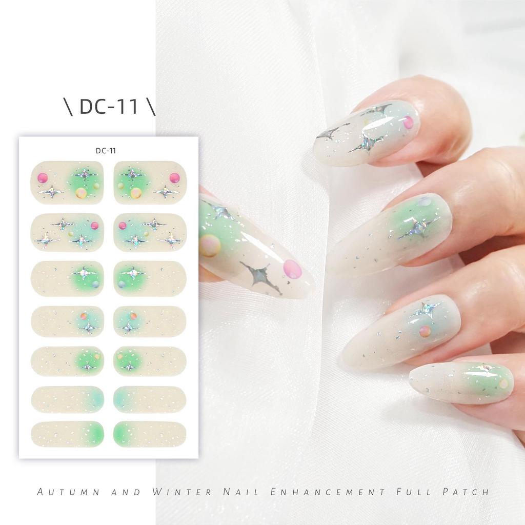 Waterproof 3D No-Bake Gel Nail Stickers - Long-Lasting, Full Cover with Star & Heart Designs