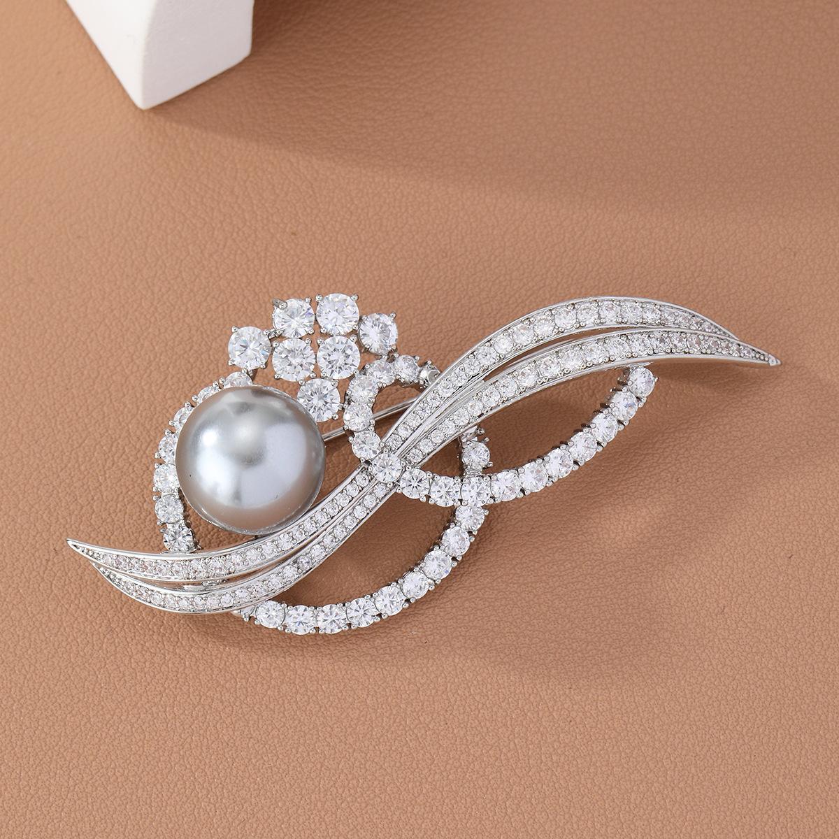 

Высококачественная женская брошь-гирлянда, слегка инкрустированная цирконием, брошь-булавка, пальто, аксессуары для одежды серый