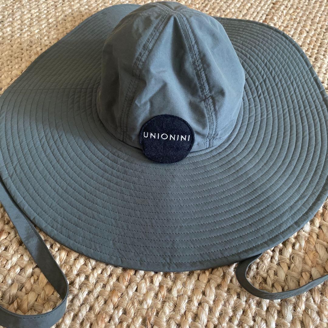 Used UNIONINI Outdoor Hat Safari Hat Wide Brim Gray with Ribbon