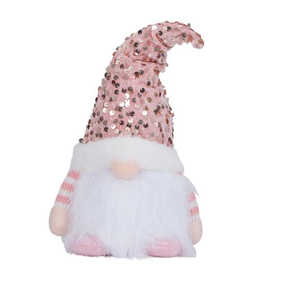 Light-Up Christmas Gnome Decoration Handmade Sequin Hat Faceless Dwarf Doll with Light Glowing Plush Elf Ornament Holiday Party Gift