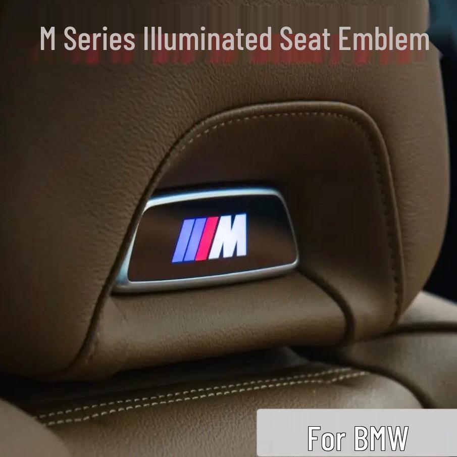BMW M Logo Seat Emblem with Wiring Harness for M3, M4, M5, X5M, X6M - Illuminated Design