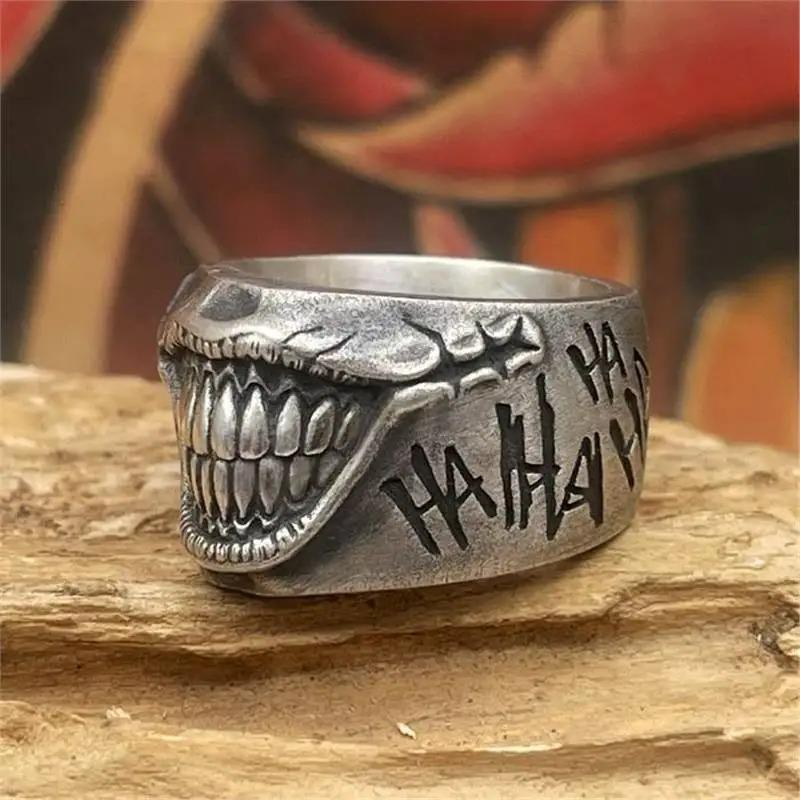 Vintage Lustiges Handgeschnitztes Clown-Lächeln Offener Ring Für Damen Herren Hip-Hop Vintage Künstlerisch Nische High-End Schmuck Geschenke