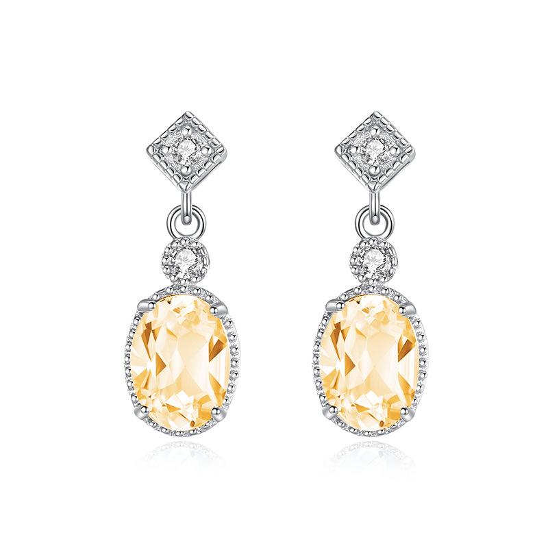 Natural crystal stone earrings premium garnet topaz s925 sterling silver stud earrings women