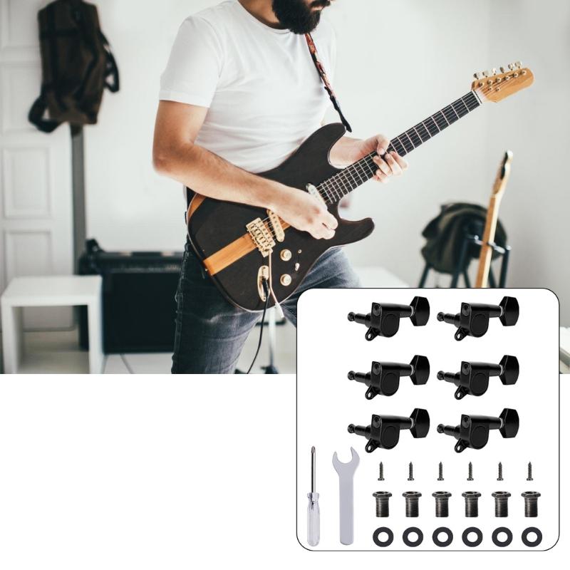 6Pcs 6 Inline Sealed Guitar Tunings Pegs Machine Head String Tuners Tunings Key Replacement Acoustics Guitar Tuner