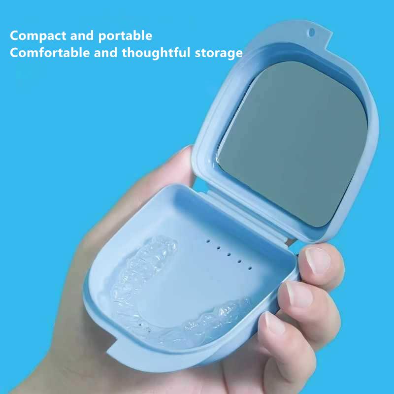 1/5 Pcs Denture Tray Box With Mirror Dental Retainer Box Case Plastic Teeth Container Denture Box False Teeth Protective Case