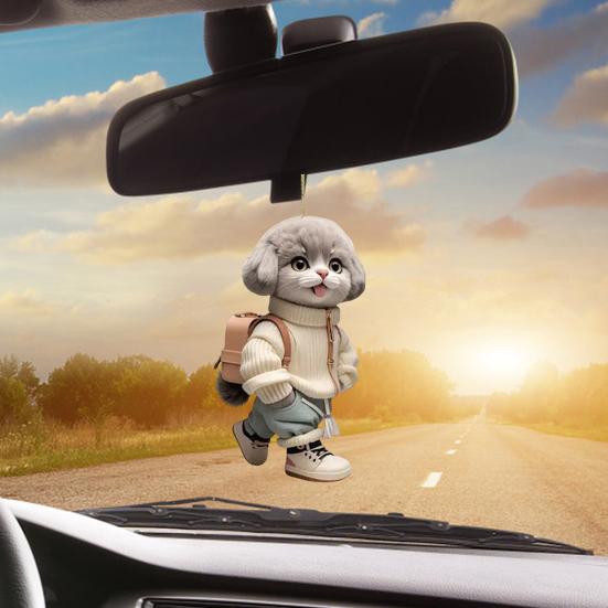 2Pcs Automobile Pendant Vibrant Decor Acrylics Craftsmanship Multipurpose Dog Backpack Charm Car Ornament