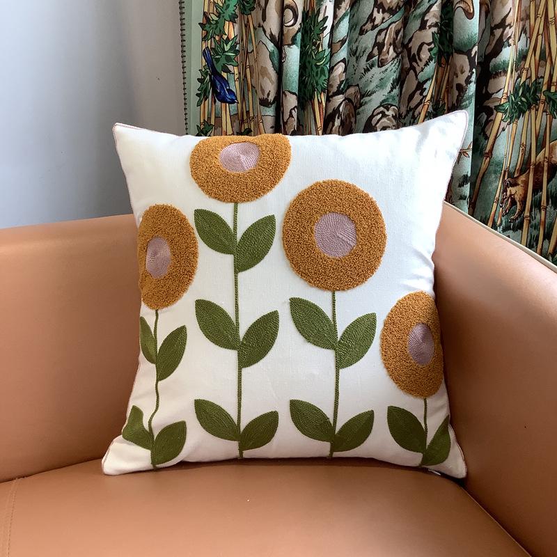 Kissenbezug mit Chenille-Stickerei: Sofa im pastoralen Heimstil, Dekokissen und Lendenstütze