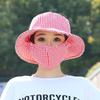 Women's UV Protection Wide-Brim Hat with Sunshade and Dustproof Mask for Outdoor Travel and Leisure