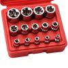 14Pcs E Type Star Female Bit Socket Set Wrench Socket Hexagonal E4-E24 for Home DIY Metalworking Auto Repair Tool