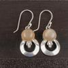 Peach Moonstone Gemstone Jewelry, 925 Solid Sterling Silver Earrings, Handmade Meditation Earrings For Anniversary Gift