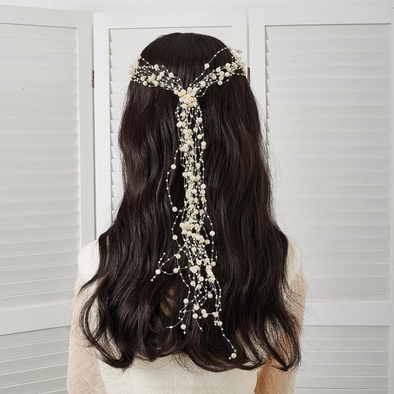 Pearls Tassel Wreath Headband For Bridal Wedding Hair Accessories Bride Headband Woman Hair Vine Girls Headpiece A2