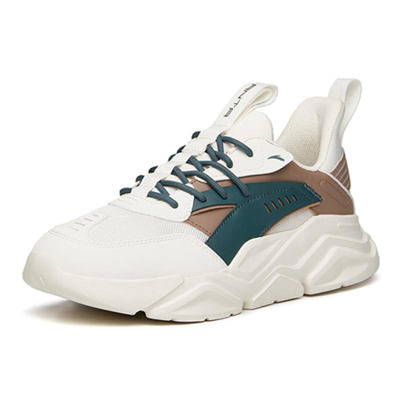 Anta Life Collection Cushioned Anti-Slip Wear-Resistant Breathable Lightweight Low-Top Casual Shoes Men's Green White Sneakers 912038820-6