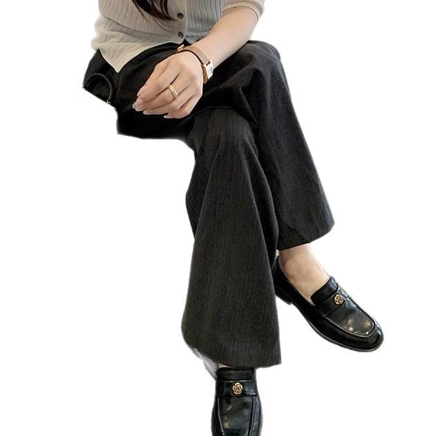 Cowhide~ Grape mother same camellia platform loafers women's genuine leather retro gold buckle versatile thick heel small leather shoes