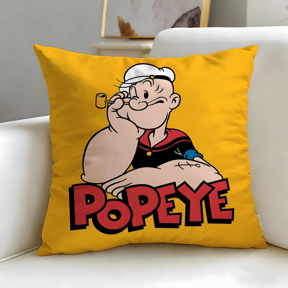 Classic Cartoon Popeye the Sailor Cushion Cover Soft  EasyWash Pillow Case  Versatile for Couch Bed Travel and Office