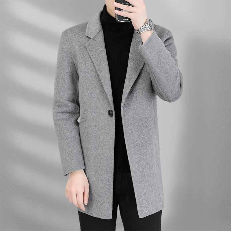 Autumn and Winter Men's Woolen Coat Medium and Long Suit Collar Double-sided Woolen Coat Men's Trench Coat