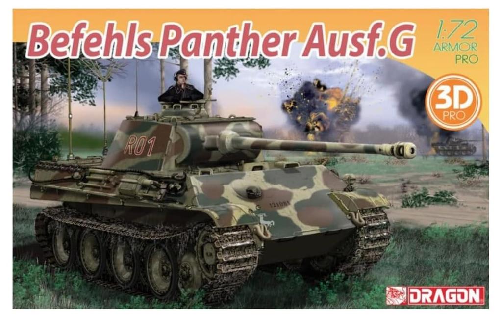 Dragon WWII German Panther G Command Tank with Shield Parts Plastic Model DR7698 Molded Color 1/72 (3D Printed)