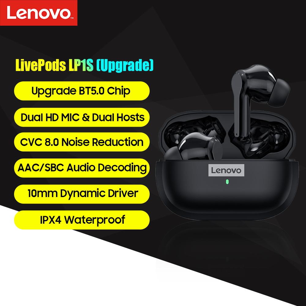 Căști originale Lenovo LP1S TWS Căști fără fir Bluetooth 5.0 Căști sport rezistente la apă Căști cu reducere a zgomotului cu microfon