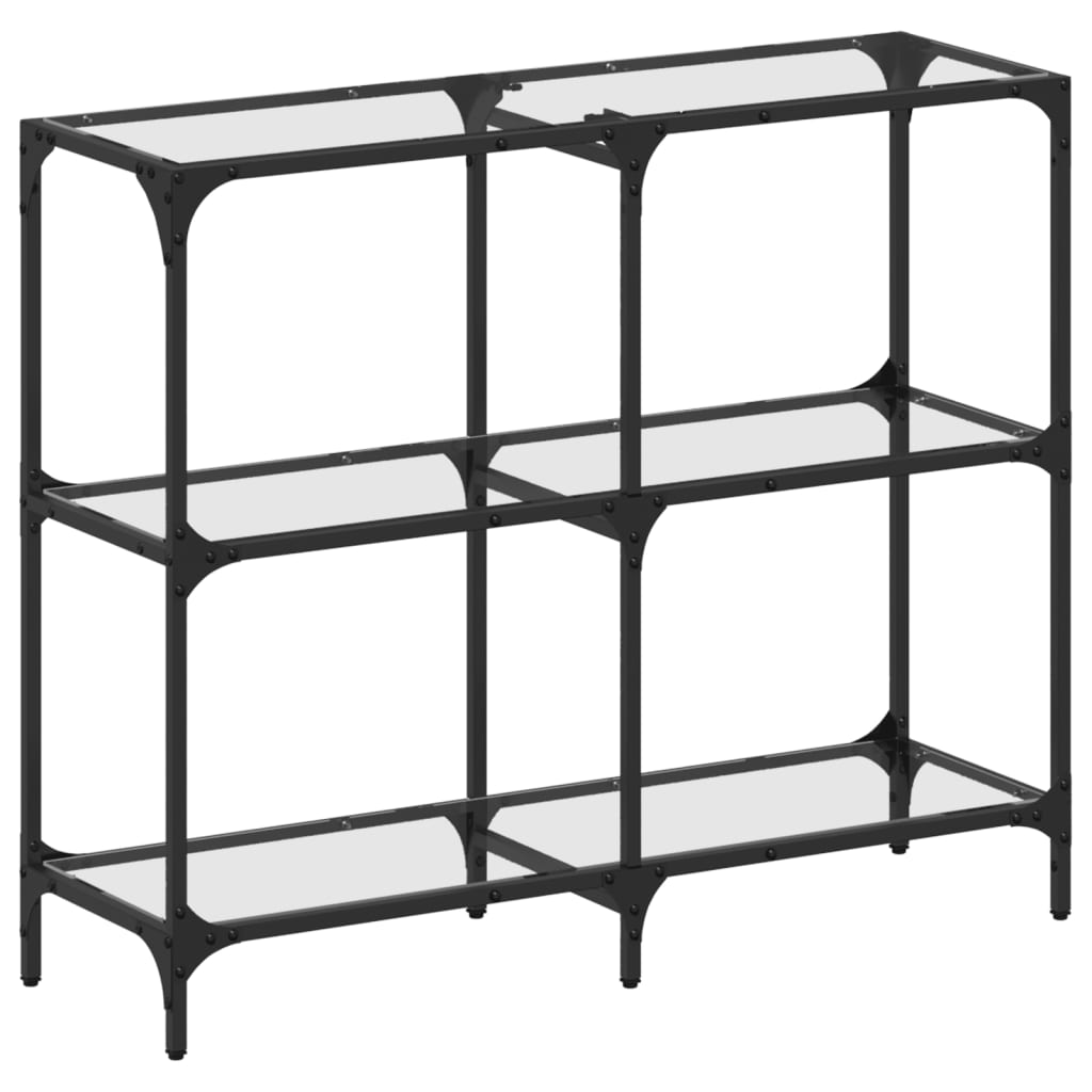 Console Table with Glass Top Transparent 98 x 30 x 81 cm Steel
