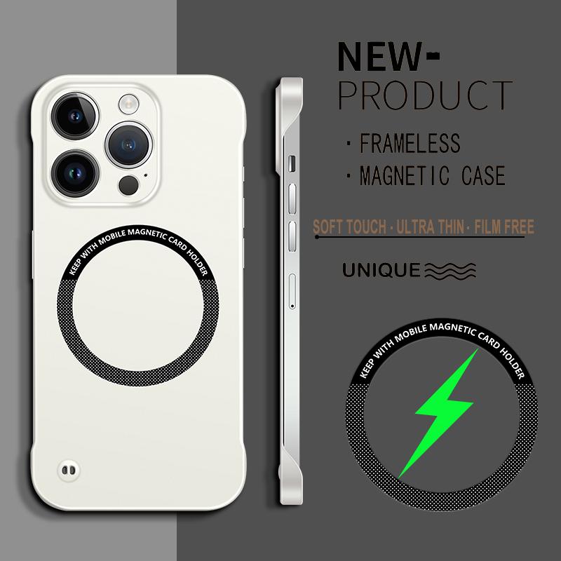 

Ультратонкий Жесткий PC Безрамочный Магнитный Для Magsafe Чехол Для iPhone 16 15 14 13 12 11 Pro Max Plus Беспроводная Зарядка Матовый Чехол For iPhone16ProMax