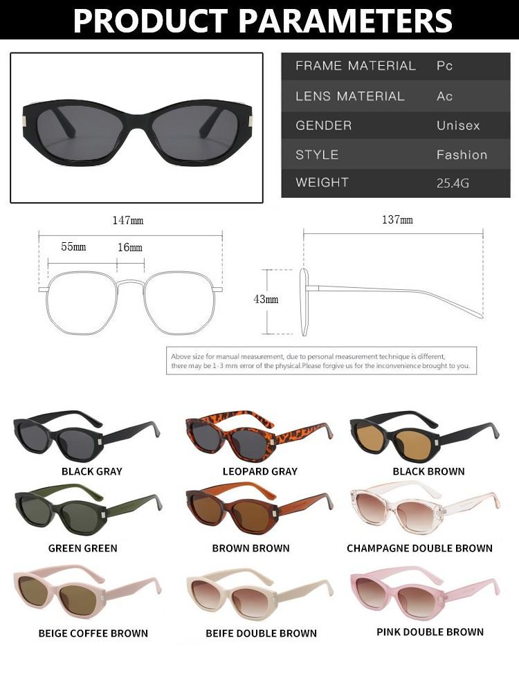 Retro Cat Eye Sunglasses Women Narrow Frame Designer Rivet Punk Gradient Lens Vintage Summer Eyewear