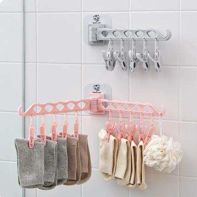 Abnehmbarer Multifunktions-Kleiderbügel aus Kunststoff mit mehreren Clips, winddicht, Wäscheklammer für Unterwäsche, Socken, Socken, D
