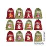 12PCS/Set Christmas Gift Bags Gift Wrapping Linen Fabrics Exquisite Party Gifts Cute Christmas