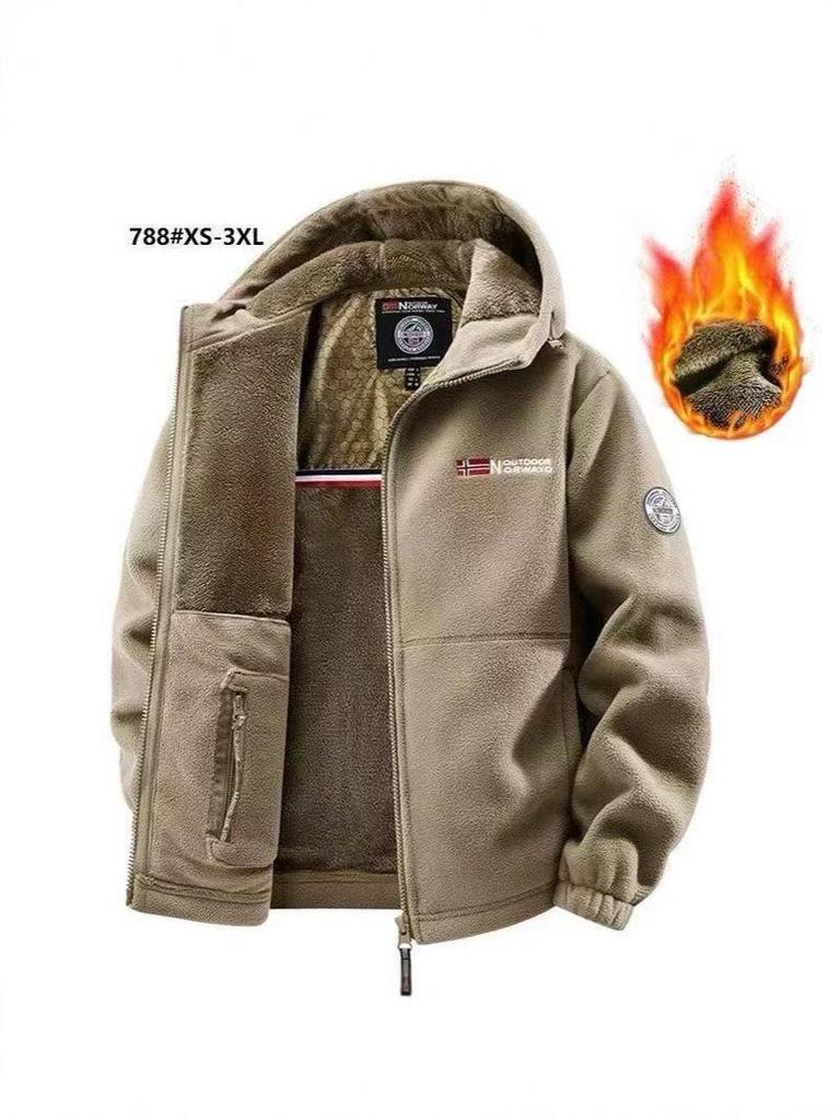 Unisex Fleece Lined Hooded Cotton Jacket - Thickened Casual Cardigan Style