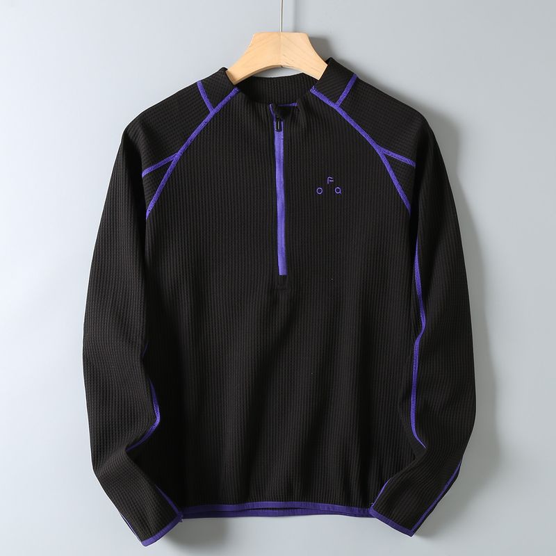 Original Factory Surplus Outdoor Mountain-Style Couple's Half-Zip Design Color-Blocked Contrast Stitching Sports Long-Sleeve Base Layer T-Shirt