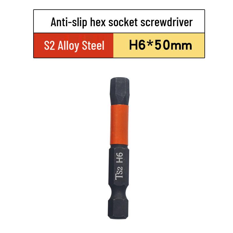 Hexagonal Magnetic Shock-Resistant S2 Screwdriver Bits for Electric and Pneumatic Drills