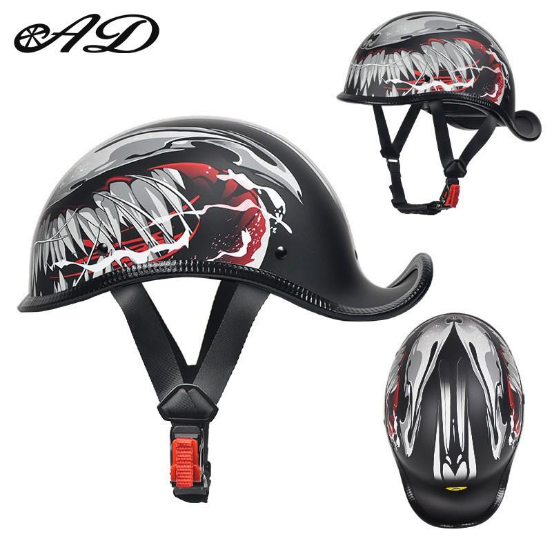 

Motorcycle Cruising Helmet Riding Half-helmet Retro Scoop Trend Tilt-tail Breathable XL code 59-60CM