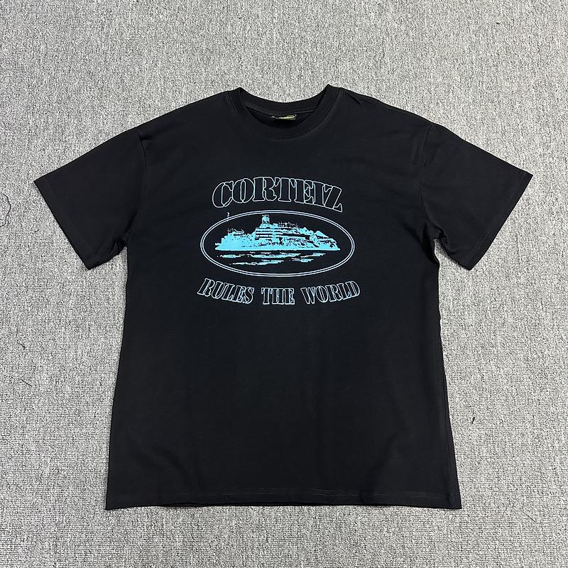 Corteiz Alcatraz Series T-shirt Short-sleeved Letter Logo Printed Men's and Women's Double Yarn Fashion Casual Short-sleeved Tide