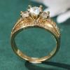Dazzling Gold Color Inlaid White CZ Women's Ring Geometry Daily Wear Party Jewelry