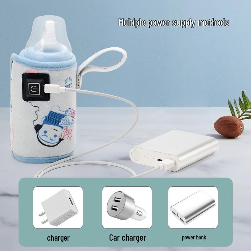 USB Heated Insulated Baby Bottle Warmer & Protective Sleeve for Outdoor and Car Use