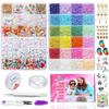 Children's DIY Beading Kits: Colorful Rice Beads, Alphabet Pendants, and Bracelets (Two Sets)