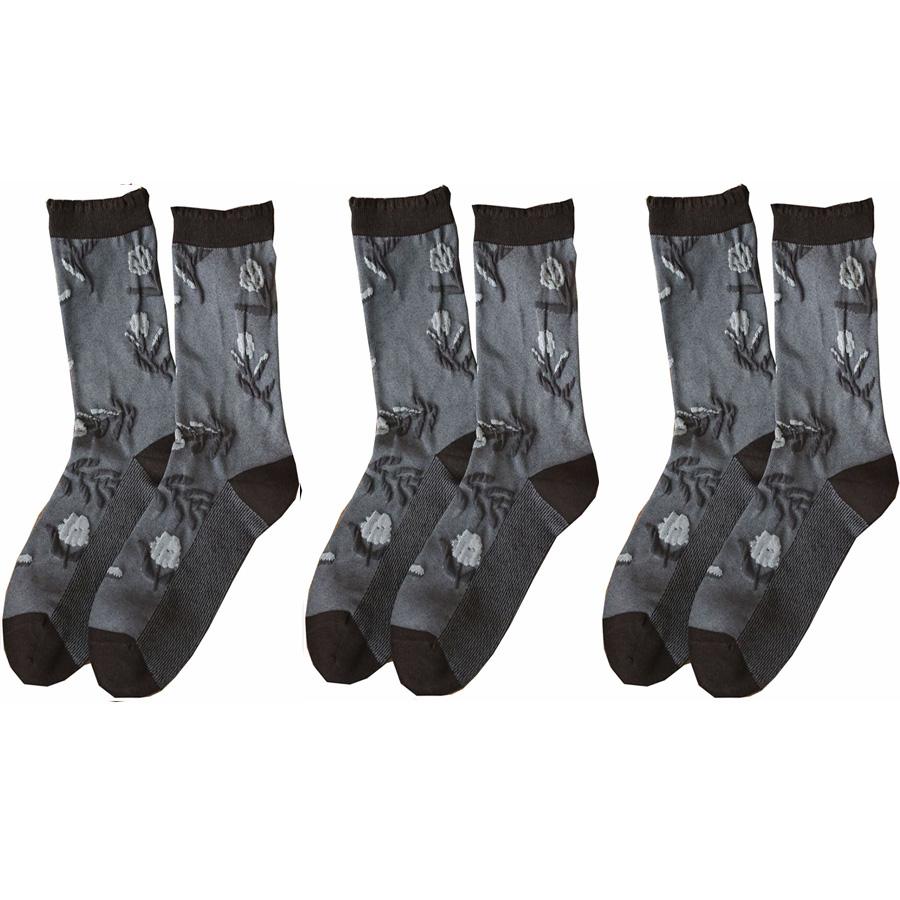 

3 пары женских носков в корейском стиле с модным цветочным принтом на осень-зиму, комплект женских носков средней длины, мягкие и удобные носки для женщин One Size