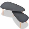 2 Piece Coffee Table Set Solid Pine Wood Black